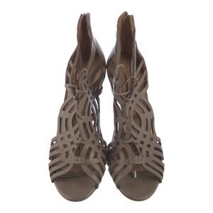 Sigerson Morrison Beige Leather Laser cut Accents Sandals Size 11‎ B